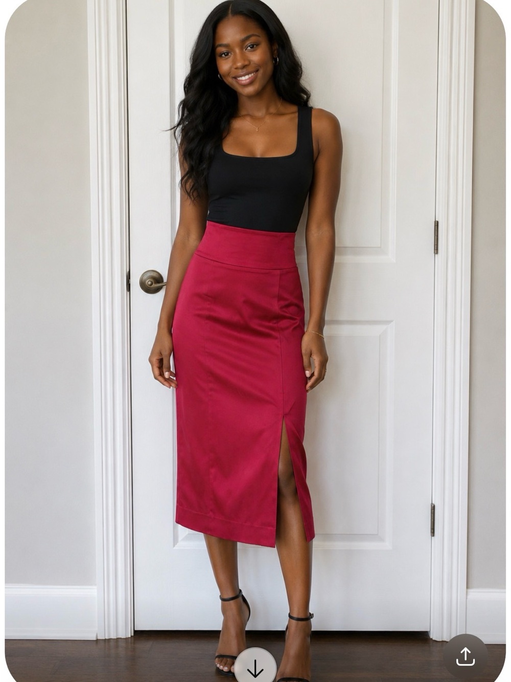 Guess by Marciano satin midi pencil skirt magenta hot pink size 4